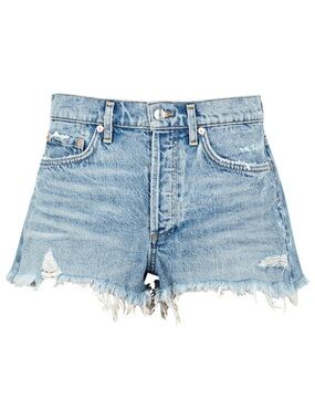 AGOLDE Swapmeet Blue 100% Cotton Denim Cutoff Shorts Light Blue Frayed Hem Sz 28